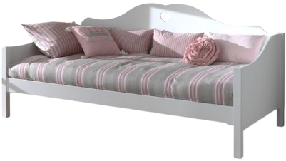 VIPACK Amori Kinderbett mit Bank und Herzdetail 90 x 200 cm, Weiß