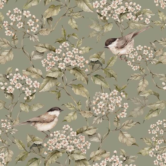 DEKORNIK Oiseaux et vert printanier – papier peint