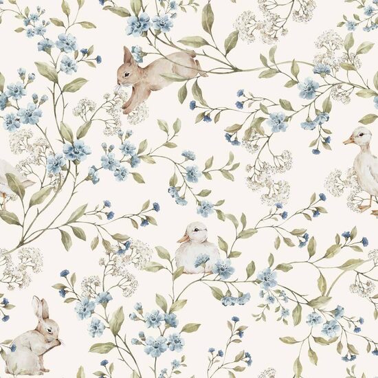 DEKORNIK Wallpaper Meadow Friends with ducks and bunnies