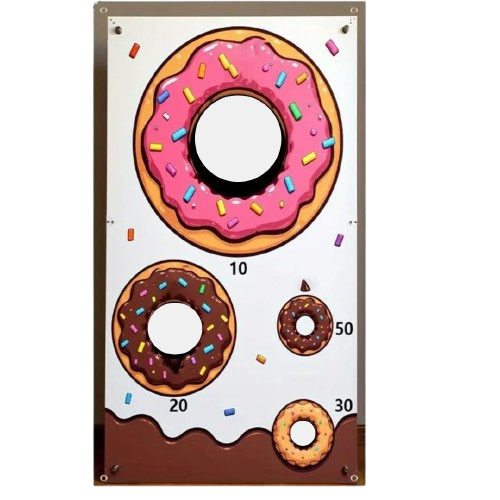LOU'S LAND Wurfspiel mit Donut-Motiv für Kinder – mit Banner, 3 Wurfsäckchen und Aufhängeseil