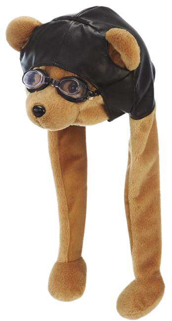 ES TOYS Plüsch-Fliegermütze mit Teddybär-Gesicht, 55 cm