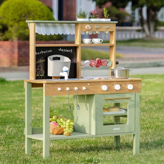 RODUB rotaļu virtuve – zaļā āra dubļu virtuve ar BBQ un kafijas automātu