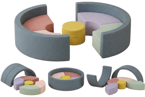 MH HANDEL Soft play building block set with corduroy covers, 7 pieces