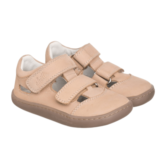 CHETTO Kinder Barfußsandalen aus Leder –  Pfirsichrosa