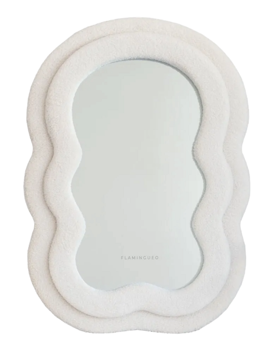 FLAMINGUEO Charlie spogulis ar mīkstu teddy auduma viļņotu malu