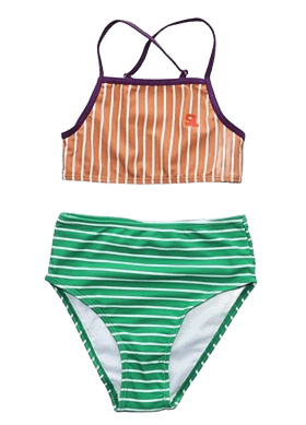 STICKY LEMON Bikini maillot de bain Better Together Rayé rétro Cannelle & Vert kiwi