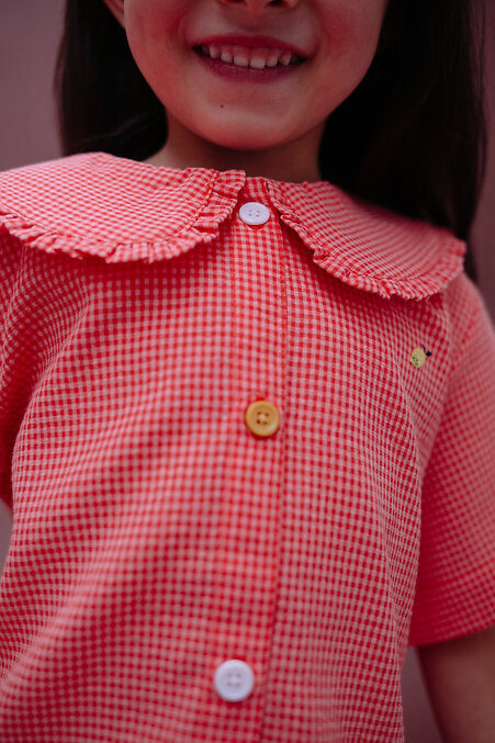 STICKY LEMON Kurzarmbluse Lemon Tree Gingham Flower + Rose