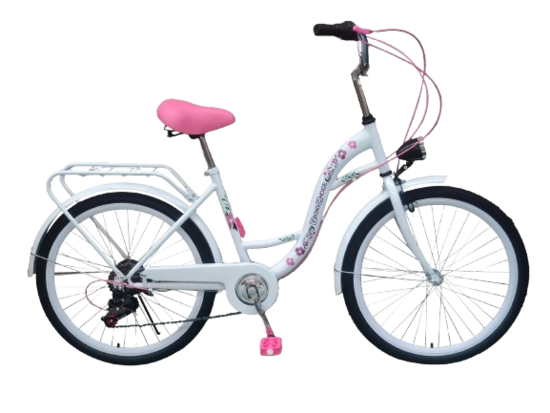 VIKING CHOICE bērnu velosipēds 24 collas ar 7 pārnesumiem, balts/rozā
