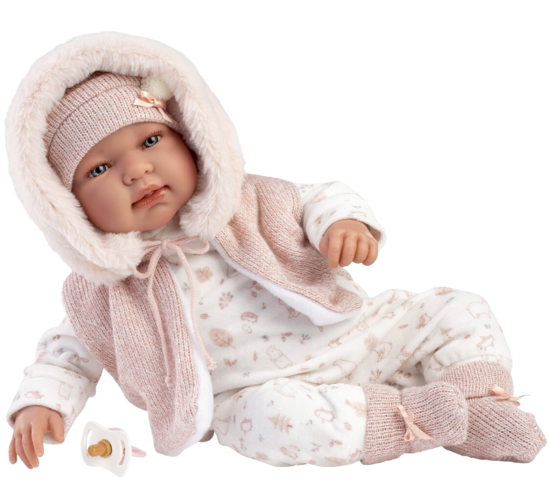 LLORENS Tina 44 cm – talking & crying soft-body doll (made in Spain)