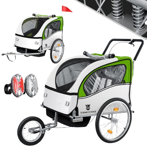 VIKING CHOICE remorque vélo pour enfants avec suspension et deux sièges