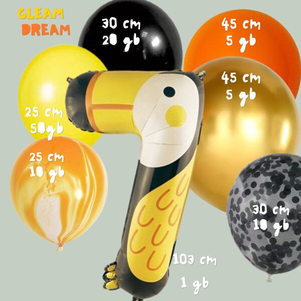 GLEAM DREAM Children's Party Balloon Set - Animal Shaped Number and Colorful Balloons