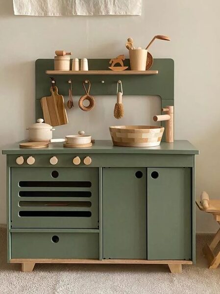 Dusty Green Wooden Play Kitchen