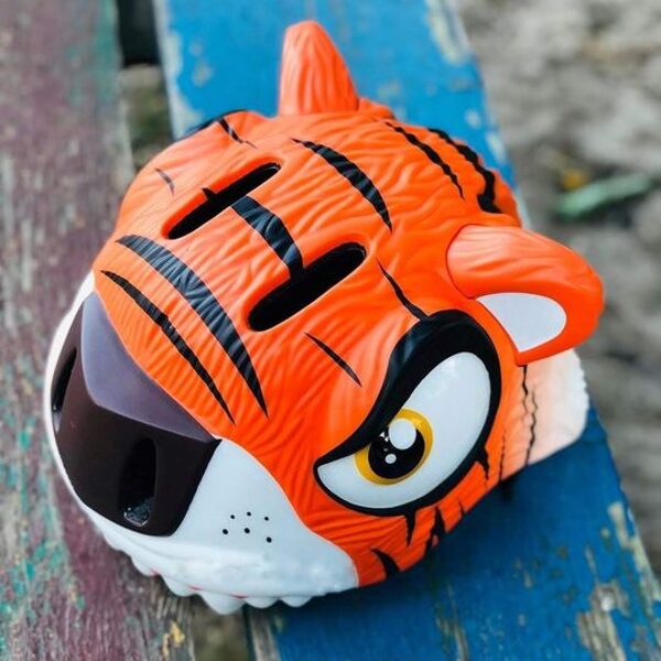 CRAZY SAFETY 3D Tiger velosipēda ķivere – oranža