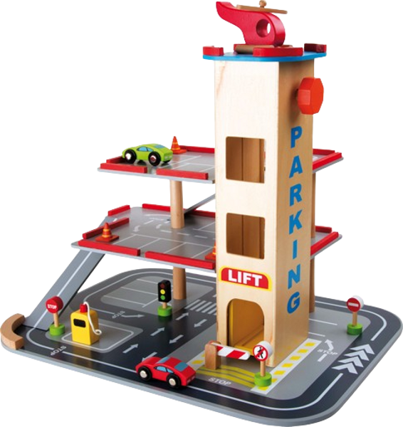 SMALL FOOT Wooden Car Park – Multi-Level Parking Fun