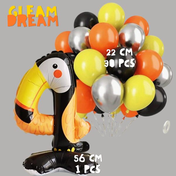 GLEAM DREAM Children's Party Balloon Set - Number 4 Animal Shaped and Colorful Balloons