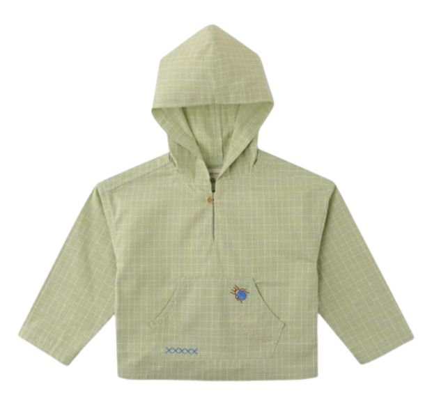 GINGERSNAPS Kids Hooded Gingham Pullover in Green