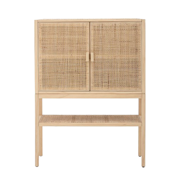 BLOOMINGVILLE Meuble de Rangement Sanna – Design Minimaliste en Pin et Rotin