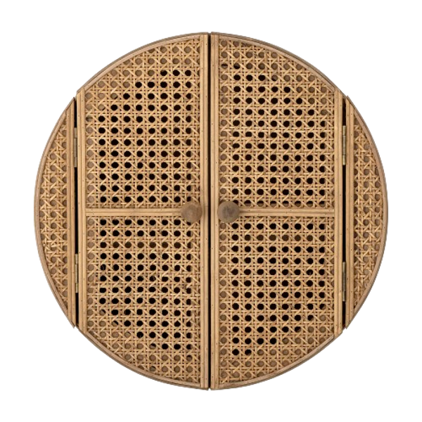 BLOOMINGVILLE Otto Cabinet – Round Cane & Rattan Wall-Mounted Storage