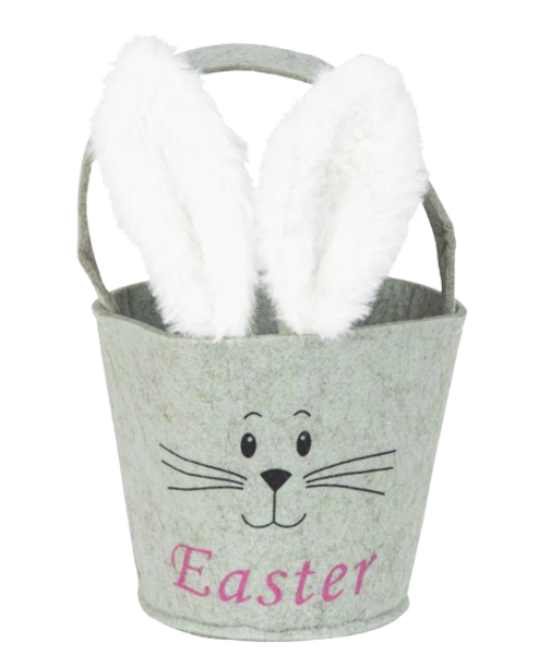 IKO Felt Basket Green with Rabbit Ears, Height 23.5 cm, Width 12 cm, Set of 2