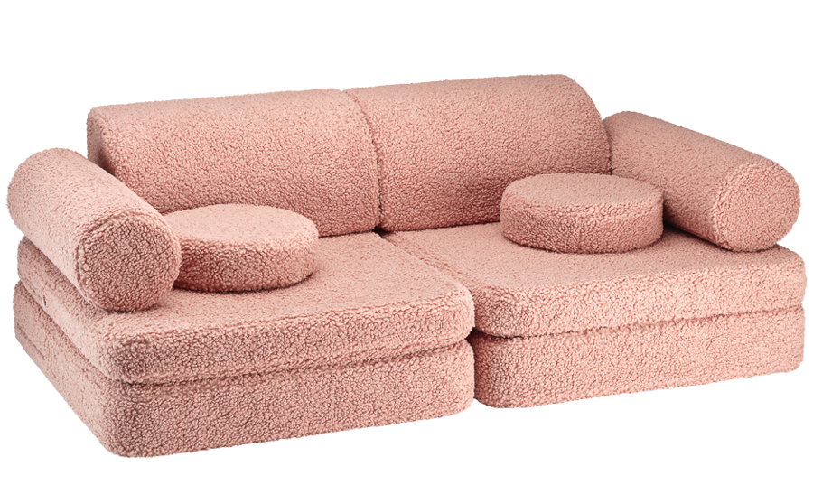 WIGIWAMA Guava Settee — Modular Kids Sofa in Bouclé Fabric, Available in 4 Colors