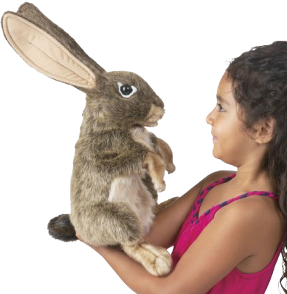 FOLKMANIS® Jack Rabbit Hand Puppet – Handcrafted Jack Rabbit Puppet for Creative Play