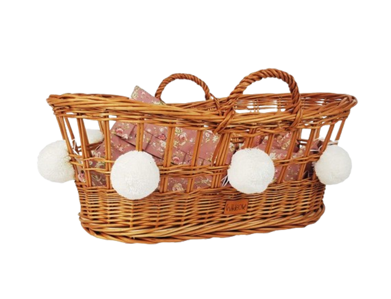 WICKLYBOX Wicker Moses Basket for Dolls - Various Colors