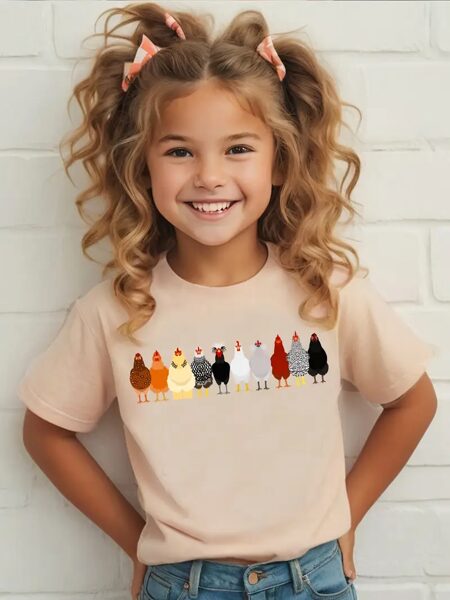 MINI-UNI CHIC Girls' Rooster Print T-Shirt