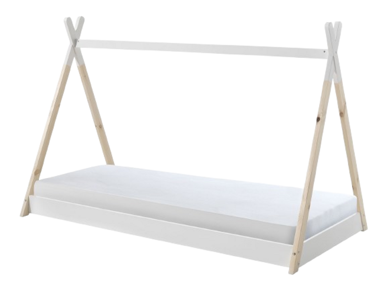 VIPACK Aantal Kinder-Fußbodenbett - TIPI (90x200 cm) – Massives Kiefernholz