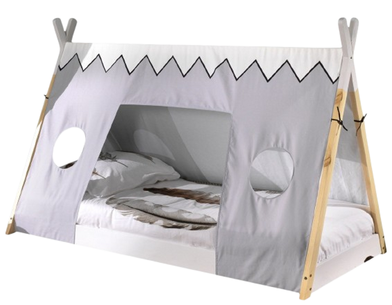 VIPACK TIPI Montessori Bett (90 x 200 cm) mit Textilüberzug – Skandinavisches Design für Kinder