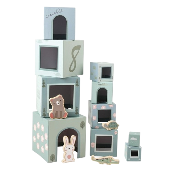 ANDREU TOYS stacking cubes with wooden animals – educational and eco-friendly toy set