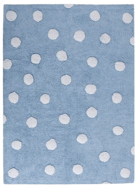 LORENA CANALS Tapis Lavable Polka Dots Blue, 120 x 160 cm